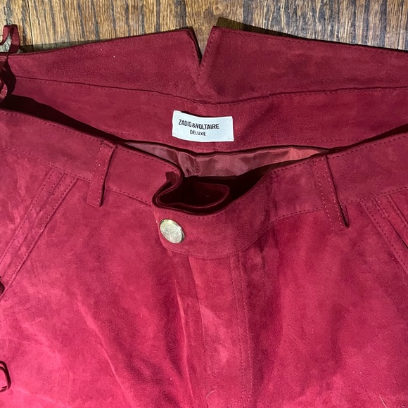 Zadig & Voltaire red suede fringe pants size 38 - Picture 5 of 5